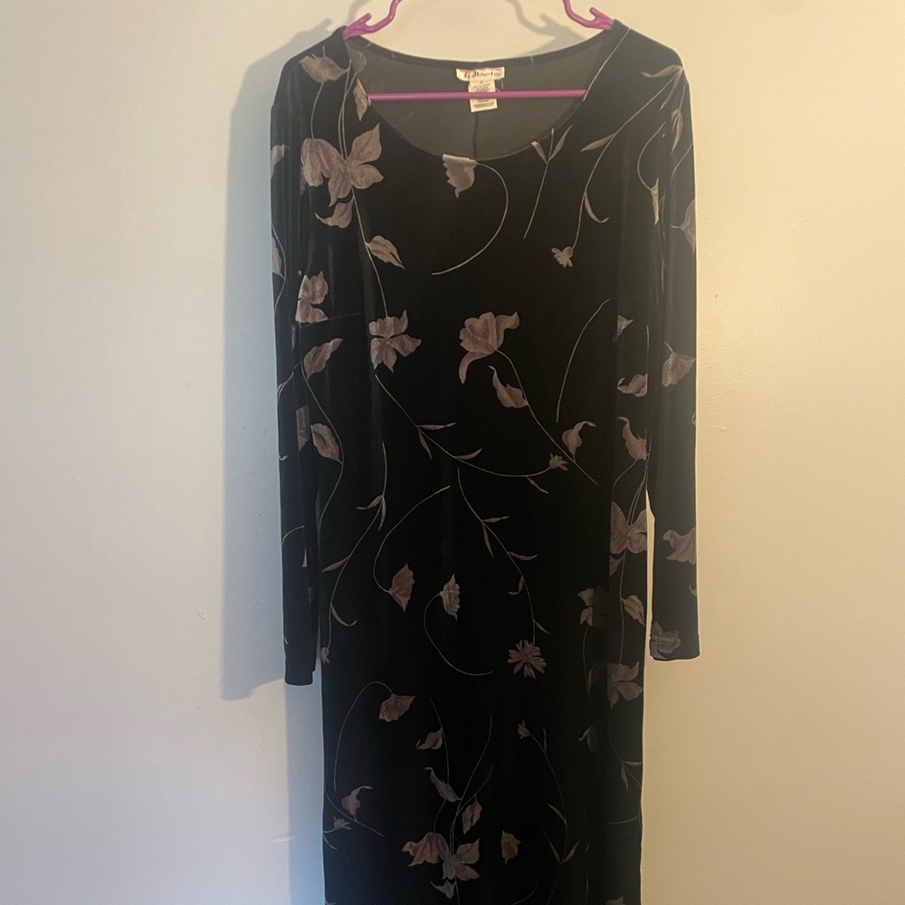 Vintage Talbots Elegant Black Floral Dress M